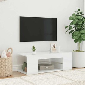 vidaXL Έπιπλο Τηλεόρασης με LED Γυαλιστερό Λευκό 90x39x30 εκ.