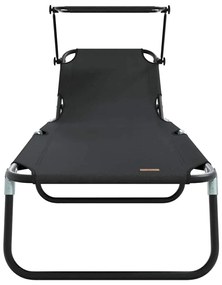 vidaXL Πτυσσόμενη ξαπλώστρα 2 pcs Μαύρο 56 x 190 x 81εκ ύφασμα