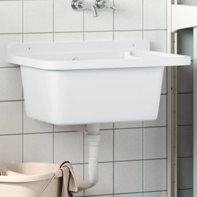 vidaXL Νιπτήρας Βοηθητικός Επίτοιχος Λευκός 60x40x28 εκ. από Ρητίνη