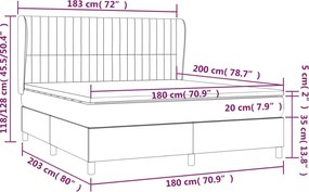 vidaXL Κρεβάτι Boxspring με Στρώμα Μπλε 180x200 εκ. Υφασμάτινο