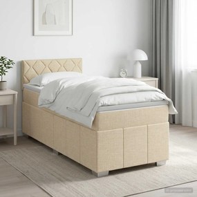 vidaXL Κρεβάτι box spring με στρώμα Κρεμ 80 x 200 cm Ύφασμα