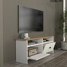 Έπιπλο τηλεόρασης Gradias λευκό-sapphire oak 120x29x46εκ