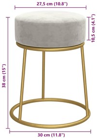 vidaXL Στρογγυλό Σκαμπό Hocker Ανοιχτό Γκρι Βελούδινο