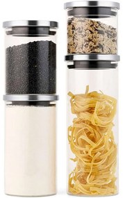 Βάζα Αποθήκευσης (Σετ 4Τμχ) 53084.01.04 300/600/1000/1400ml Clear Navaris Steel,Glass