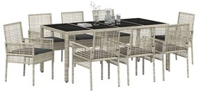 vidaXL Σέτ φαγητού για κήπο 9 pcs Ανοιχτό γκρι Πολυ ράταν