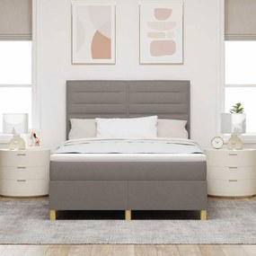 vidaXL LED Κρεβάτι με βάθρο με στρώμα Taupe 140 x 200 cm ύφασμα