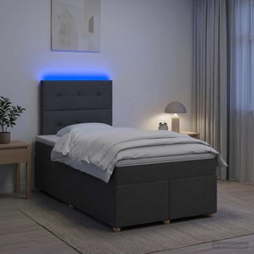 vidaXL Κρεβάτι box spring με στρώμα Σκούρο Γκρι 120 x 190 cm Ύφασμα