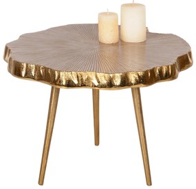 SIDE TABLE ANGUL  METAL IN GOLD-WHITE 48x40x35Hcm.