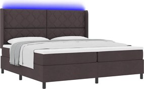 vidaXL LED Κρεβάτι με βάθρο Σκούρο Καφέ 200 x 200 cm ύφασμα