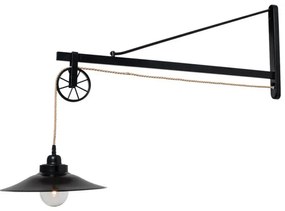 Απλίκα Φωτιστικό Τοίχου 1xE27 Τροχαλία Lionel Homelighting-77-2363-Μαύρο 77-2363