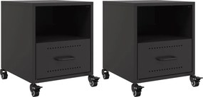 vidaXL Κομοδίνα 2 τεμ. Μαύρο 36x39x43,5 εκ. από Χάλυβα