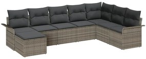 vidaXL Σετ Καναπέ Κήπου με μαξιλάρι 8 pcs Γκρι Πολυ ράταν