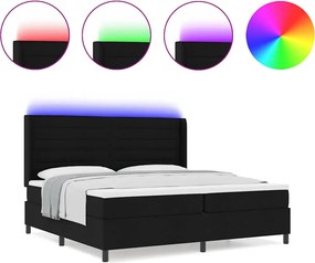 vidaXL LED Κρεβάτι με βάθρο με στρώμα Μαύρο 200 x 200 cm ύφασμα
