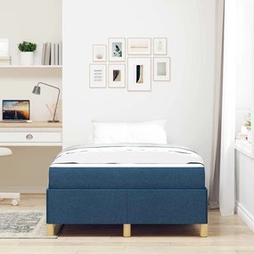 vidaXL Κρεβάτι με ελατήρια Μπλε και άσπρο 120 x 200 cm ύφασμα