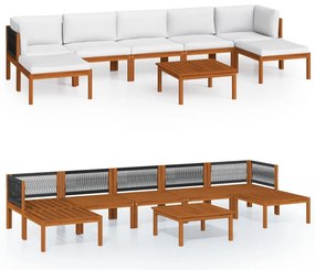 vidaXL Σετ Σαλόνι Κήπου 8 Τεμαχίων με Μαξιλάρια, Μπεζ 63x63 εκ.