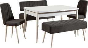 Extendable Dining Table &amp; Chairs Set (5 Pieces) Vina 1053 - 4 - Anthracite, White White
Anthracite