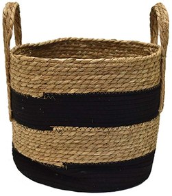 Καλάθι Με Ρίγα 00.06.67535 35x32-42cm Ψάθινο Natural-Black Mat