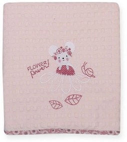 Κουβέρτα Βρεφική Πικέ Flower Power Pink Nef-Nef Κούνιας 110x150cm 100% Βαμβάκι