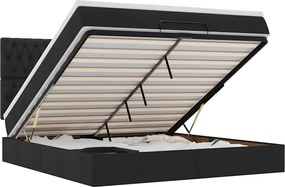 vidaXL Οθωμανικό κρεβάτι με στρώμα Μαύρο 180x200cm Ύφασμα