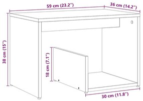 Side Table Artisan Oak 59x36x38 cm Κατασκευασμένο ξύλο - Καφέ