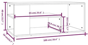 vidaXL Τραπεζάκι Σαλονιού Καφέ Δρυς100x50x40 εκ. Επεξεργασμένο Ξύλο