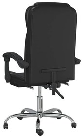 Καρέκλα Γραφείου Ανακλινόμενη Μαύρη Συνθετικό δέρμα - Μαύρο