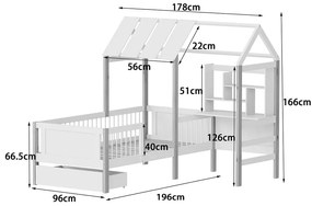Παιδικό κρεβάτι Bedria pakoworld τ. Montessori ξύλο σε λευκή-φυσική απόχρωση 90x190εκ