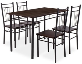 Intrahome Τραπεζαρία ATLASRA Intrahome σετ 5τμχ χρώμα σκούρο καρυδί - πόδια μαύρο ματ 120x70x75εκ | SKU: INTRAPA-183111113