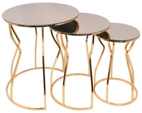 Set of 3 Coffee Tables Lithos Fylliana Bronze 47x56 cm - 38x50 cm - 28x45 cm 47x47x56 εκ.