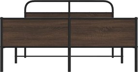 vidaXL Σκελετός Κρεβ. Χωρίς Στρώμα Καφέ Δρυς 150x200 εκ. Μεταλλικό
