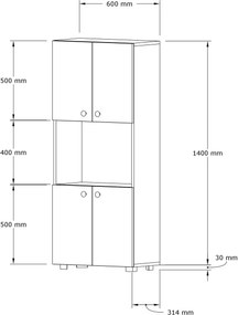 Ντουλάπι Κουζίνας Λευκό AYAZ 60x31,4x140