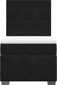 vidaXL Κρεβάτι Boxspring με Στρώμα Μαύρο 100x200 εκ. Βελούδινο