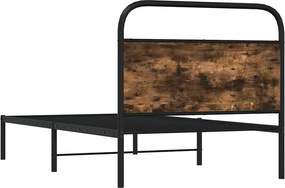 vidaXL Πλαίσιο Κρεβ. Χωρ. Στρώμα Καπνιστή Δρυς 90 x 190 εκ. Επεξ. Ξύλο
