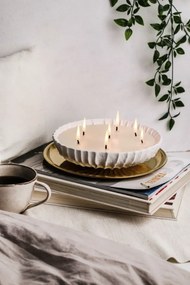 Stewehome Ευρύ αρωματικό κερί σε πιάτο Λευκό 25x6 cm