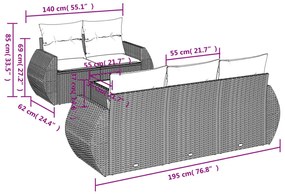 vidaXL Σαλόνι Κήπου 6 Τεμαχίων από Γκρι Συνθετικό Ρατάν με Μαξιλάρια