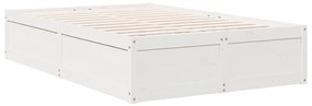 Κρεβάτι Βιβλιοθήκη Χωρίς Στρώμα Λευκό 135x190 εκ Μασίφ Πεύκο - Λευκό