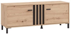 Έπιπλο Τηλεόρασης Laval 131 2K2V Artisan Oak - Μαύρο 132x40x52 εκ. 132x40x52 εκ.