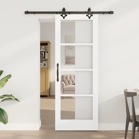 vidaXL Συρόμενη Πόρτα  με Σετ Υλικών Λευκή 73.5x198.5 εκ. Ξύλο Πεύκο