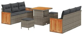 vidaXL Σετ Καναπέ Κήπου με μαξιλάρι 9 pcs Γκρι 80 x 80 x 71 cm