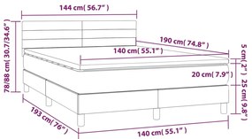 vidaXL Κρεβάτι Boxspring με Στρώμα Σκούρο Γκρι 140x190 εκ. Υφασμάτινο