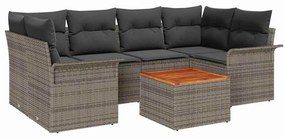 vidaXL Σετ Καναπέ Κήπου 7 pcs Γκρι Πολυ ράταν