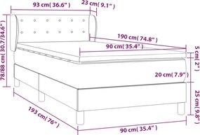 vidaXL Κρεβάτι Boxspring με Στρώμα Λευκό 90x190εκ. από Συνθετικό Δέρμα