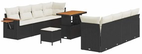 vidaXL Σετ Καναπέ Κήπου 11 pcs Μαύρο και κρεμ 90 x 55 x 71 cm