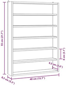 Ξύλινη συλλεκτική βιτρίνα με 6 ράφια 40x8,5x55 εκ. - Καφέ