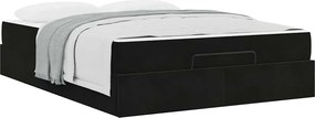 vidaXL Σκελετός κρεβατιού με στρώμα 2 pcs Μαύρο Βελούδο