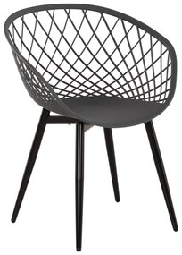 ARMCHAIR ARIADNE  GREY POLYPROPYLENE-BLACK METAL LEGS 63x56x80Hcm.