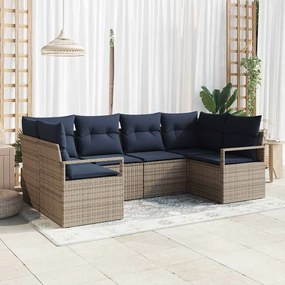 vidaXL Σετ Καναπέ με μαξιλάρι 6 pcs Γκρι Πολυ Ρατάν