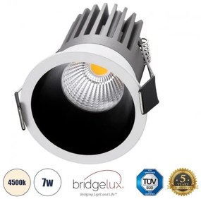 Χωνευτό Σποτ Downlight LED TrimLess 7W Λευκό-Μαύρο Φυσικό 4500K MICRO-B 60240 Globostar-60240-Λευκό 60240