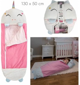 Παιδικός υπνόσακος Home Deco Kids TX9401 Σχέδιο μονόκερου, Μετατρέψιμος, Mε Ενσωματωμένο μαξιλάρι, 50x130cm, Λευκό & Ροζ
