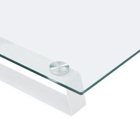 vidaXL Βάση Οθόνης Λευκή 80 x 35 x 8 εκ. από Ψημένο Γυαλί και Μέταλλο